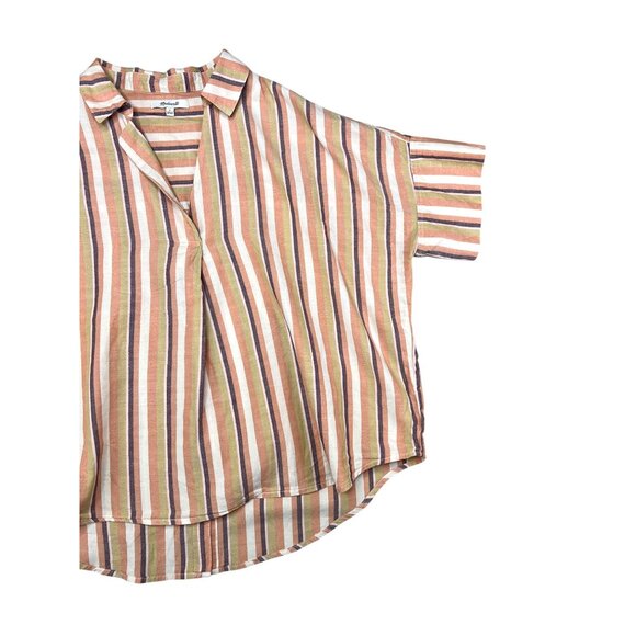 Madewell Womens Courier Striped Button-Back Oversized Shirt Multicolor Large - Picture 14 of 14